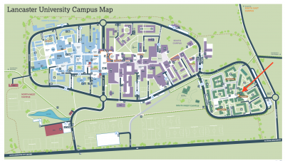 A map of Lancaster University campus layout